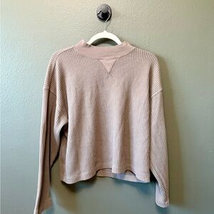 GAP Women's Long Sleeve Mock-Neck Waffle Top